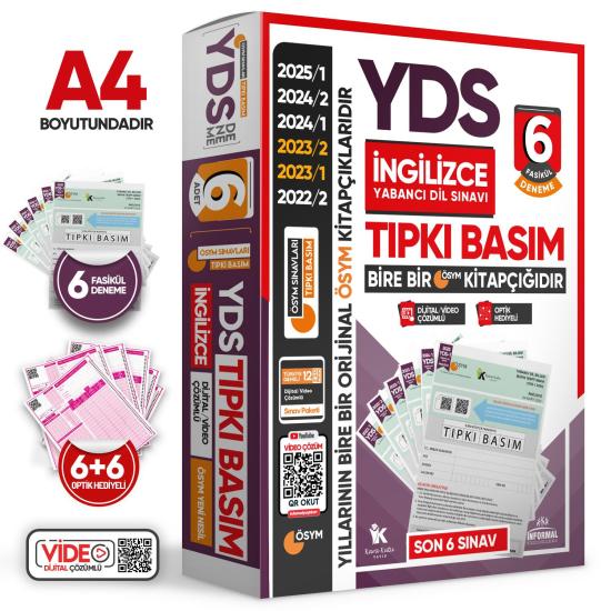 2025 YDS İngilizce ÖSYM Tıpkı Basım Çıkmış Soru 6lı Deneme Paketi Video/PDF Çözümlü Türkiye Geneli