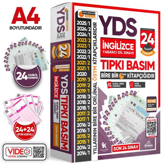 2025 YDS İngilizce ÖSYM Tıpkı Basım Çıkmış Soru Deneme Paketi 24lü Dijital Çözümlü Fasikül SETİ