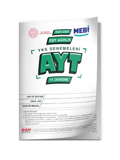 2026 YKS-AYT Eşit Ağırlık TM MEBİ ONLİNE Türkiye Geneli 11. Deneme Büyük Boy RENKLİ BASKI ÜCRETİ