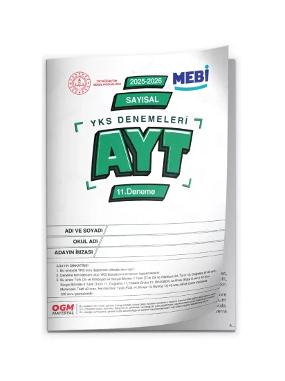 2026 YKS-AYT SAYISAL MEBİ ONLİNE Türkiye Geneli 11. Deneme Büyük Boy RENKLİ BASKI ÜCRETİ Güncel Baskı