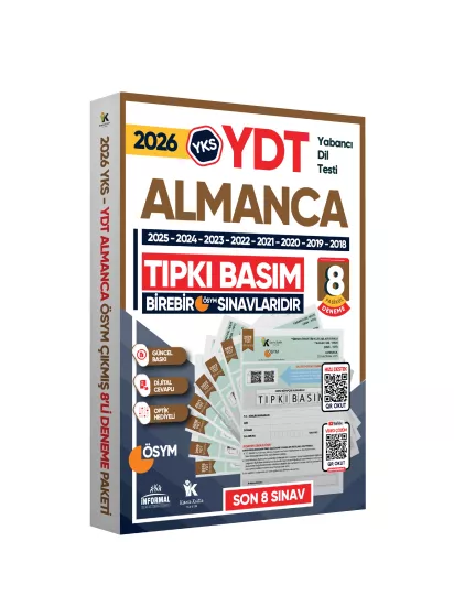 2026 YKS YDT (Yabancı Dil Testi) ALMANCA ÖSYM Çıkmış Soru Tıpkı Basım Deneme Paketi 8li Türkiye G.