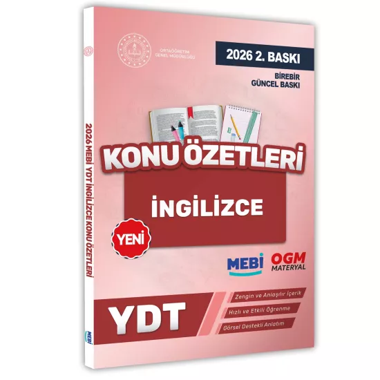 2026 YDT MEBİ-OGM İngilizce Pratik Konu Özet Kitabı RENKLİ A4 Boyut Görsel Destekli BASKI ÜCRETİ