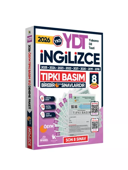 2026 YKS YDT İngilizce ÖSYM Çıkmış Soru Tıpkı Basım 8li Deneme Paketi Türkiye Geneli Video Çözümlü