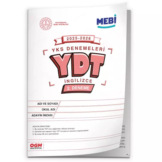 2026 ÖSYM YKS-YDT MEBİ OGM  Türkiye Geneli 2. Deneme  Büyük Boy Renkli BASKI ÜCRETİ