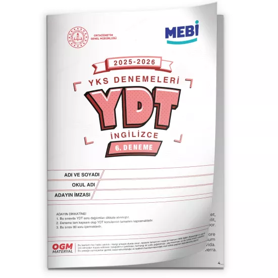 2026 ÖSYM YKS-YDT MEBİ OGM  Türkiye Geneli 6. Deneme  Büyük Boy Renkli BASKI ÜCRETİ
