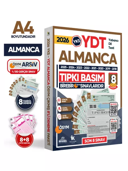 2026 YKS YDT (Yabancı Dil Testi) ALMANCA ÖSYM Çıkmış Soru Tıpkı Basım Deneme Paketi 8li Türkiye G.