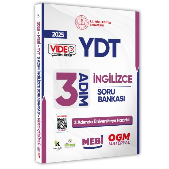 2025 YDT MEBİ-OGM 3 ADIM İngilizce Soru Bankası RENKLİ A4 Boyut Video Çözüm (Karakutu Katkılarıyla)