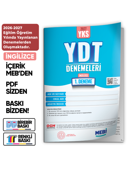 2027 YDT İNGİLİZCE MEBi-OGM ONLİNE Türkiye Geneli 1. Deneme Büyük Boy RENKLİ BASKI ÜCRETİ 2027 YDT İNGİLİZCE MEBi-OGM ONLİNE Türkiye Geneli 1. Deneme Büyük Boy RENKLİ BASKI ÜCRETİ