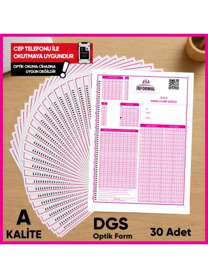 DGS Deneme Sınavları İçin 30 Adet Optik Form