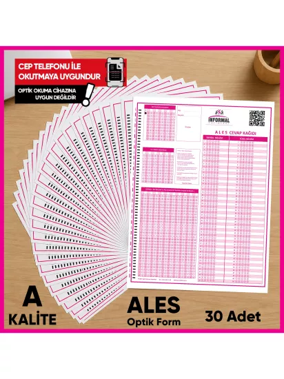 ALES Deneme Sınavları İçin 30 Adet Optik Form