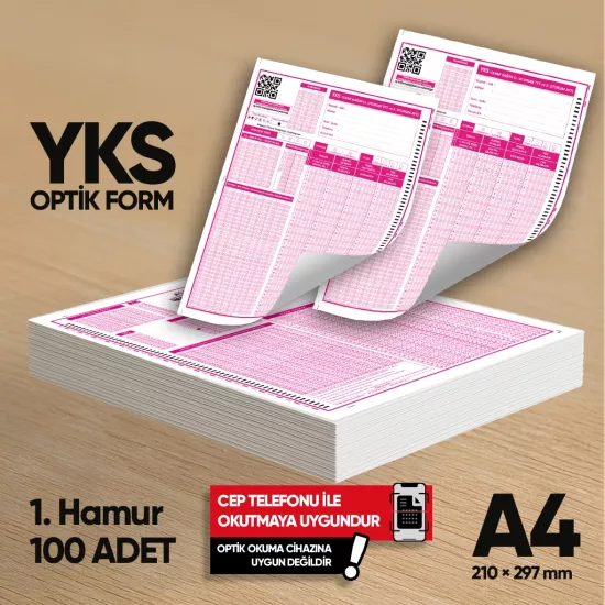 YKS-MSÜ Deneme Sınavları İçin 100 Adet (80.GR) Optik Form