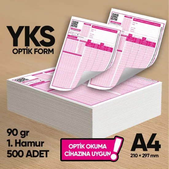 YKS-MSÜ Deneme Sınavları İçin 500 Adet (90.GR) Optik Form - Optik Okuma Uyumlu