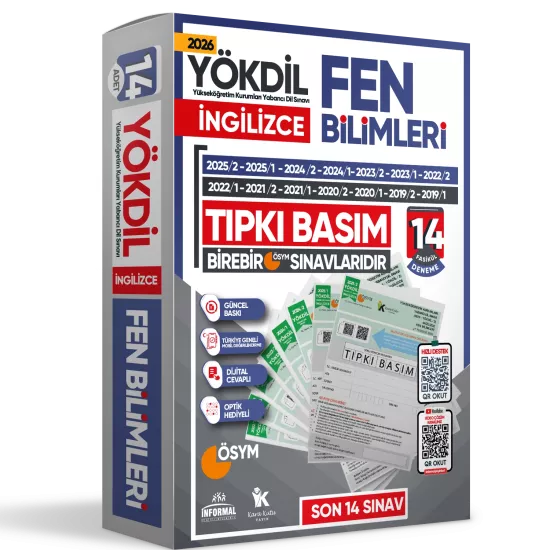 2026 YÖKDİL İngilizce FEN BİLİMLERİ ÖSYM Çıkmış Soru Tıpkı Basım Deneme Paketi 14lü Türkiye Geneli