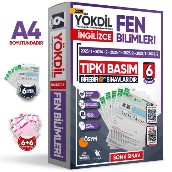 2025 YÖKDİL İngilizce FEN BİLİMLERİ ÖSYM Çıkmış Soru Tıpkı Basım Deneme Paketi 6lı Türkiye Geneli