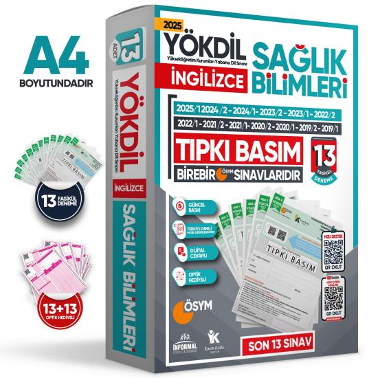 2025 YÖKDİL İngilizce SAĞLIK BİLİMLERİ ÖSYM Çıkmış Soru Tıpkı Basım Paket Deneme 13lü Türkiye Geneli