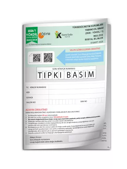 2026/1 YÖKDİL İngilizce SOSYAL BİLİMLER ÖSYM Çıkmış Soru Tıpkı Basım Deneme Kitapçığı Türkiye Geneli