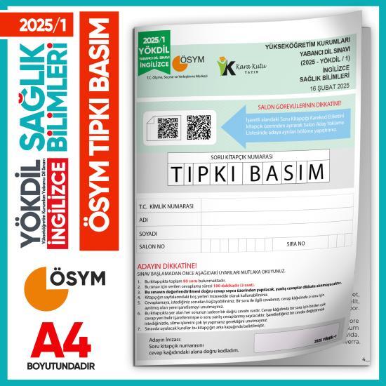 2025/1 YÖKDİL İngilizce SAĞLIK BİLİMLERİ ÖSYM Çıkmış Soru Tıpkı Basım Deneme Kitapçığı TG