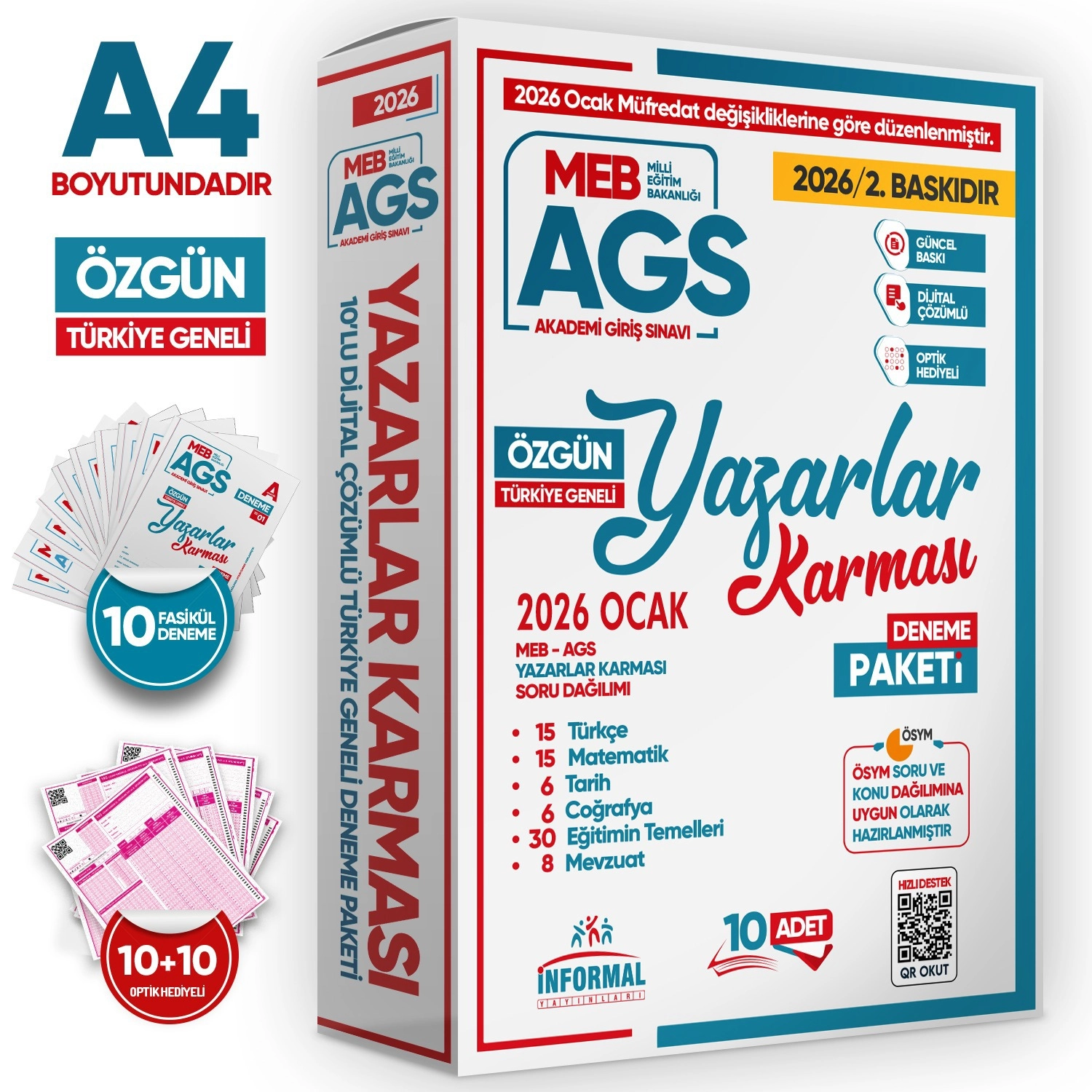 2026 Ocak Müfredatı MEB-AGS Yazarlar Karması 10lu Deneme 80 Soruluk GY-GK-Eğitim Çözümlü TG Paket