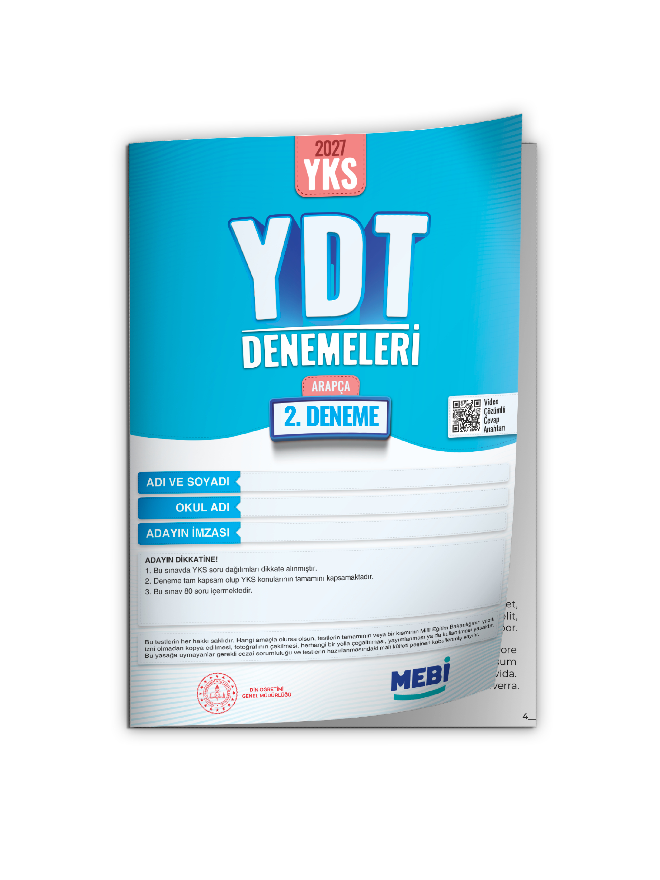 2027 YDT ARAPÇA MEBi-OGM ONLİNE Türkiye Geneli 2. Deneme Büyük Boy RENKLİ BASKI ÜCRETİ